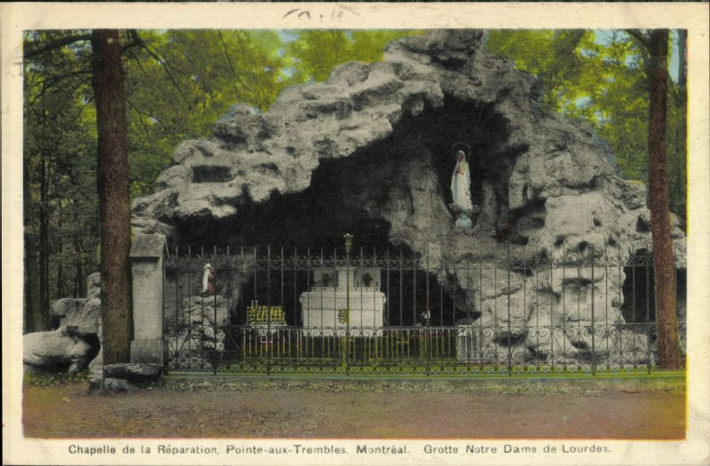 Chapelle de la Réparation, PointeauxTrembles, Montréal. Grotte NotreDame de Lourdes BAnQ