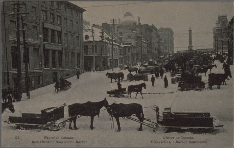 Winter in Canada, Montreal: Bonsecours Market L'hiver au Canada. Montréal:  Marché Bonsecours | BAnQ numérique