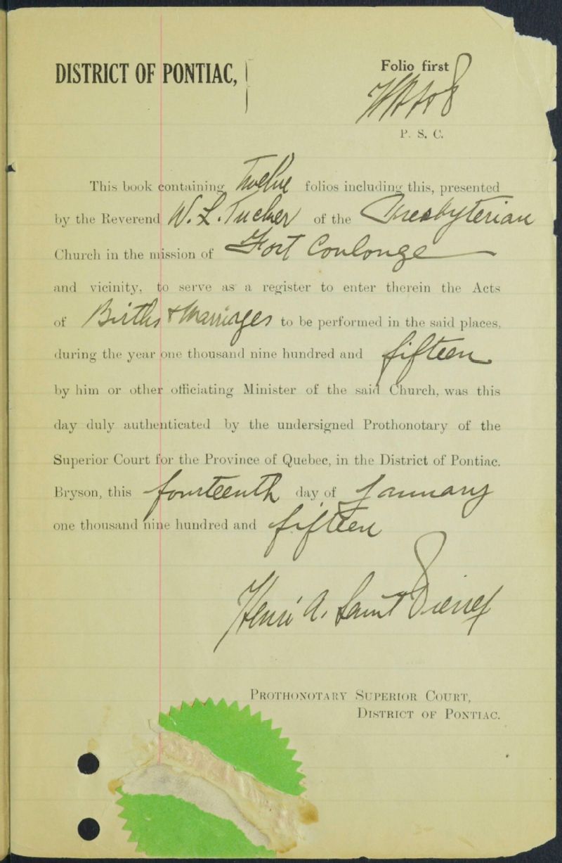 FortCoulonge Presbyterian Church BAnQ numérique