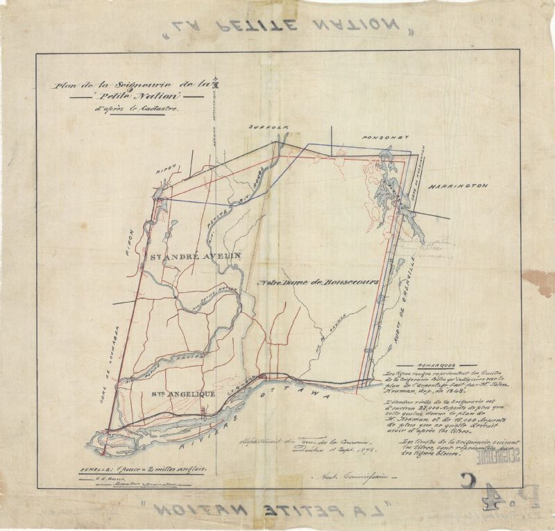 Plan de la seigneurie de la Petite Nation. BAnQ numérique