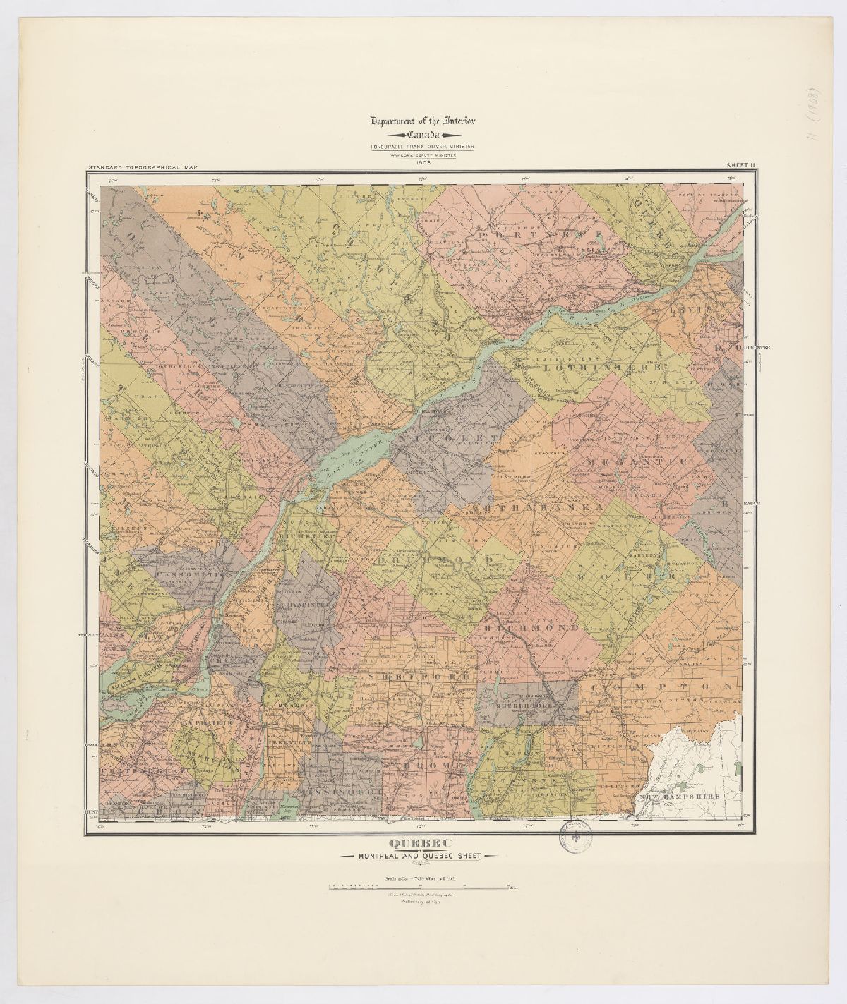 Standard topographical map [of Canada at 1:500 000]. 11, Montréal and ...