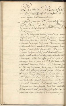 Wolfe, manifeste de Beaumont, 1759, Vue 1 : le titre et l'ouverture du manifeste