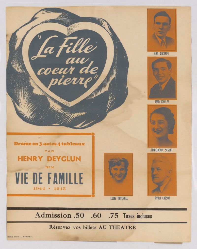 La fille au coeur de pierre drame en 3 actes 4 tableaux par Henry Deyglun, tiré de Vie de