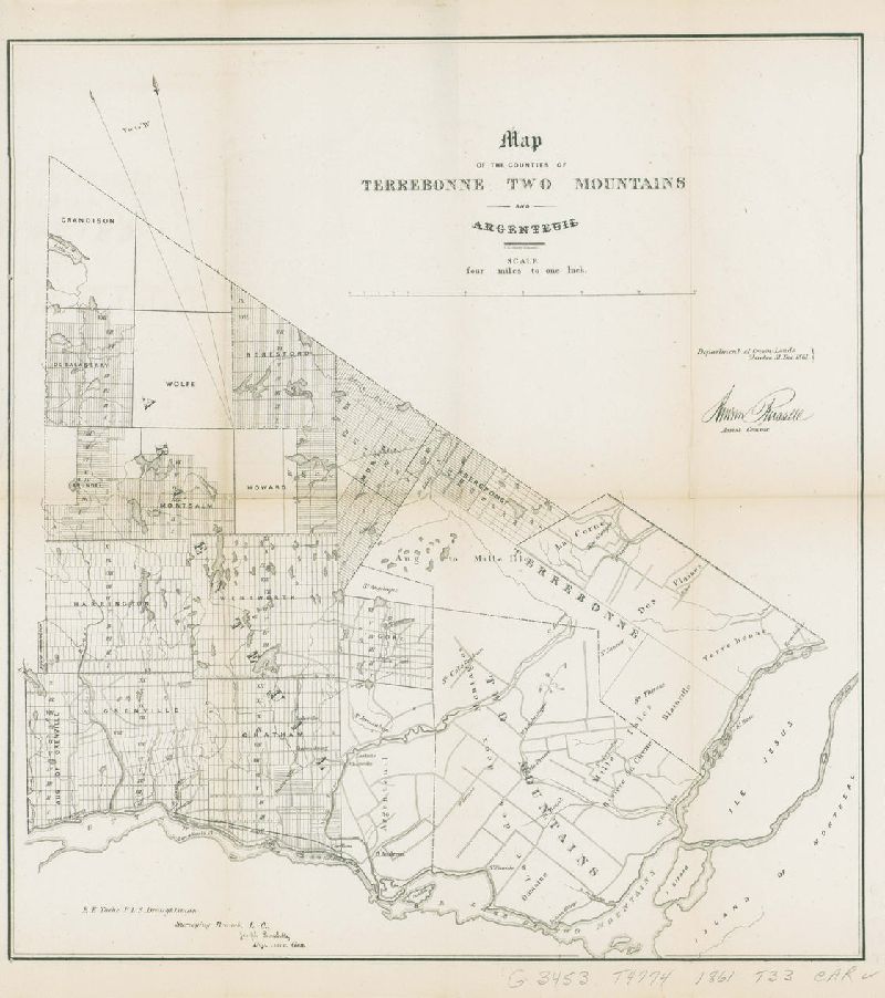 Map of the counties of Terrebonne Two Mountains and Argenteuil